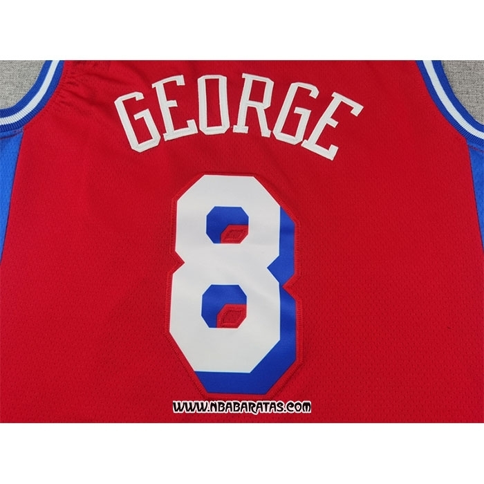 Camiseta Philadelphia 76ers Paul George #8 Statement 2024-25 Rojo